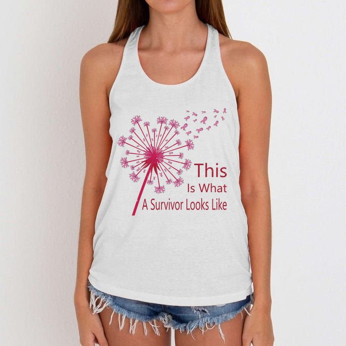 Dandelion Faith Hope Love Breast Cancer Awareness Flower Women's Knotted Racerback Tank