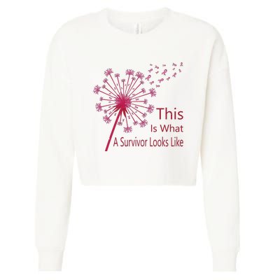 Dandelion Faith Hope Love Breast Cancer Awareness Flower Cropped Pullover Crew