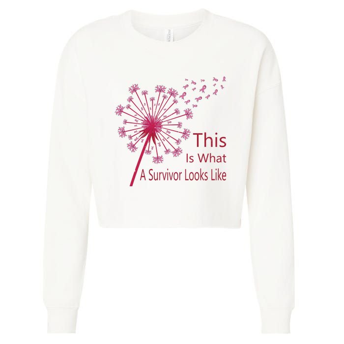 Dandelion Faith Hope Love Breast Cancer Awareness Flower Cropped Pullover Crew