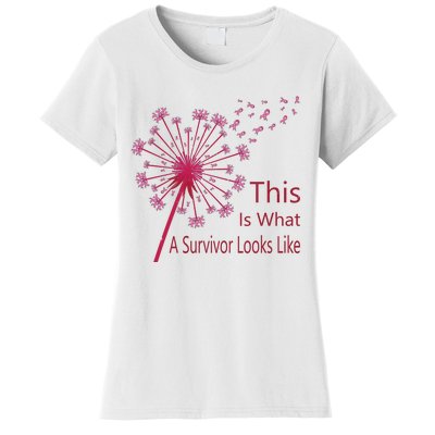 Dandelion Faith Hope Love Breast Cancer Awareness Flower Women's T-Shirt