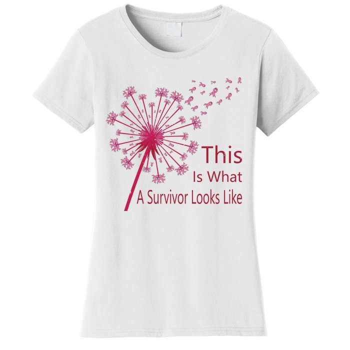 Dandelion Faith Hope Love Breast Cancer Awareness Flower Women's T-Shirt