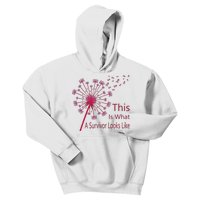 Dandelion Faith Hope Love Breast Cancer Awareness Flower Kids Hoodie