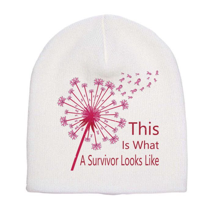 Dandelion Faith Hope Love Breast Cancer Awareness Flower Short Acrylic Beanie