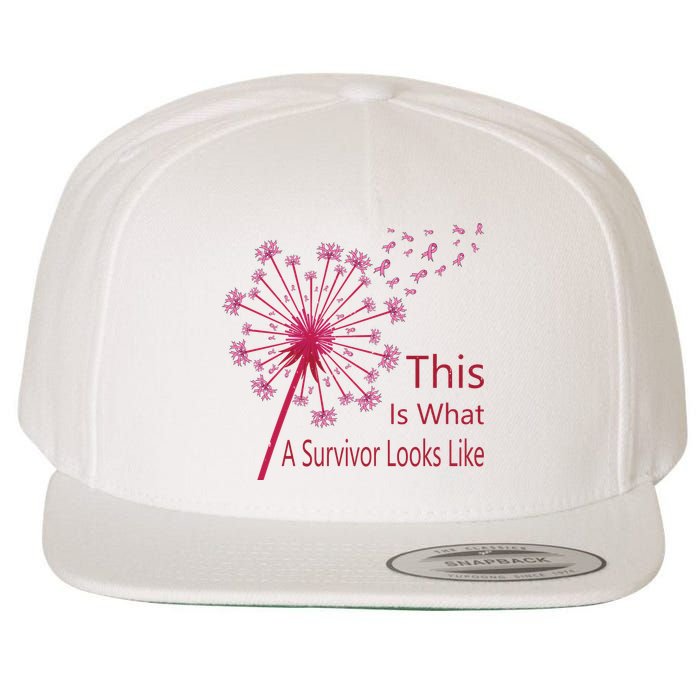 Dandelion Faith Hope Love Breast Cancer Awareness Flower Wool Snapback Cap