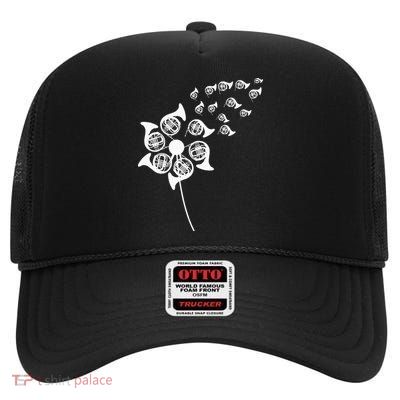 Dandelion French Horn High Crown Mesh Back Trucker Hat