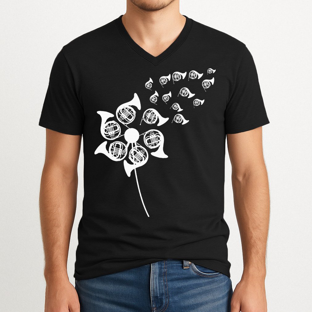 Dandelion French Horn V-Neck T-Shirt