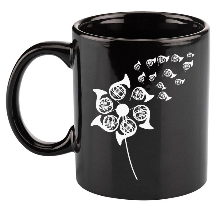 Dandelion French Horn 11oz C Handle Ceramic Mug