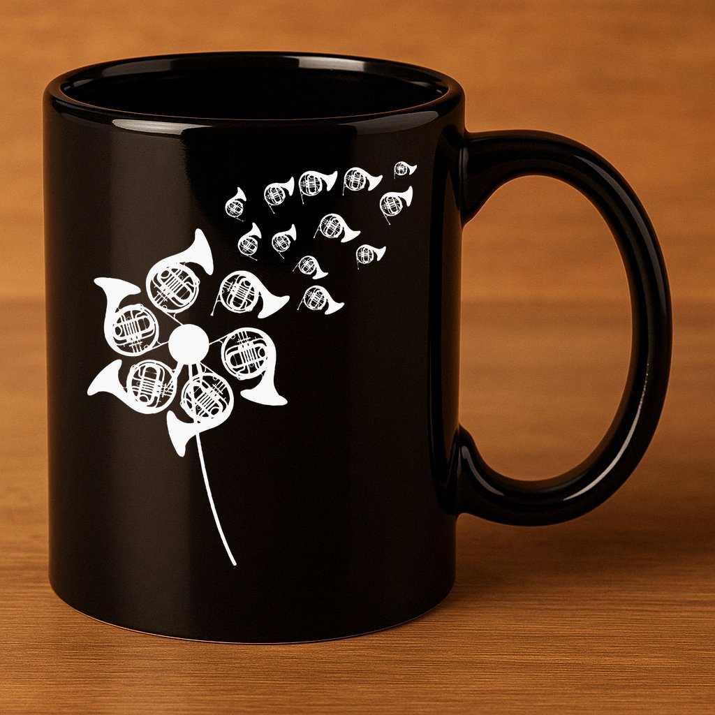 Dandelion French Horn 11oz C Handle Ceramic Mug