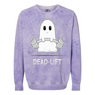 DEADLIFT Funny Halloween Ghost Weight Lifting Workout Colorblast Crewneck Sweatshirt