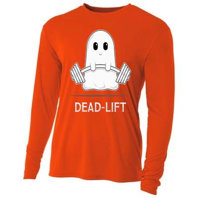 DEADLIFT Funny Halloween Ghost Weight Lifting Workout Cooling Performance Long Sleeve Crew