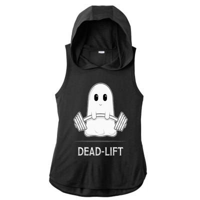 DEADLIFT Funny Halloween Ghost Weight Lifting Workout Ladies PosiCharge Tri-Blend Wicking Draft Hoodie Tank