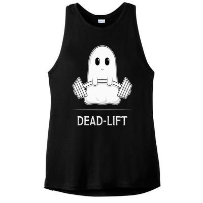 DEADLIFT Funny Halloween Ghost Weight Lifting Workout Ladies PosiCharge Tri-Blend Wicking Tank