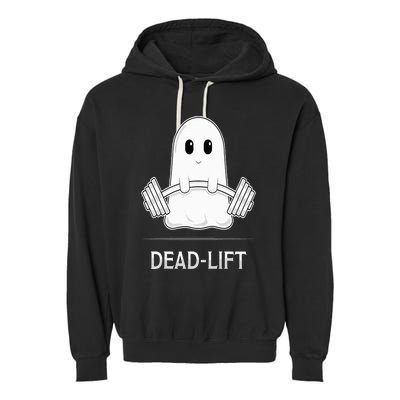 DEADLIFT Funny Halloween Ghost Weight Lifting Workout Garment-Dyed Fleece Hoodie