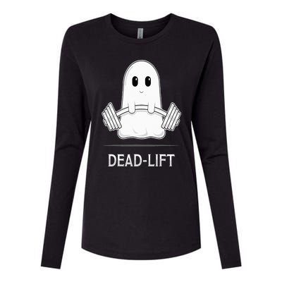 DEADLIFT Funny Halloween Ghost Weight Lifting Workout Womens Cotton Relaxed Long Sleeve T-Shirt