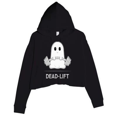 DEADLIFT Funny Halloween Ghost Weight Lifting Workout Crop Fleece Hoodie