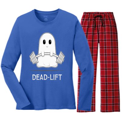 DEADLIFT Funny Halloween Ghost Weight Lifting Workout Women's Long Sleeve Flannel Pajama Set 