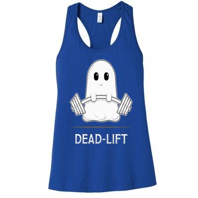 DEADLIFT Funny Halloween Ghost Weight Lifting Workout Women's Racerback Tank