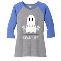 DEADLIFT Funny Halloween Ghost Weight Lifting Workout Women's Tri-Blend 3/4-Sleeve Raglan Shirt