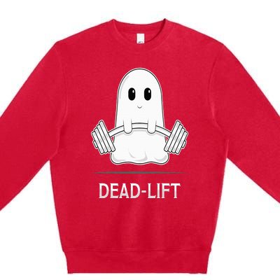 DEADLIFT Funny Halloween Ghost Weight Lifting Workout Premium Crewneck Sweatshirt