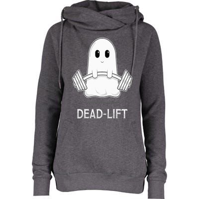 DEADLIFT Funny Halloween Ghost Weight Lifting Workout Womens Funnel Neck Pullover Hood