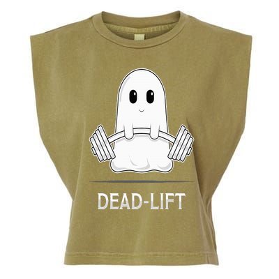 DEADLIFT Funny Halloween Ghost Weight Lifting Workout Garment-Dyed Women's Muscle Tee