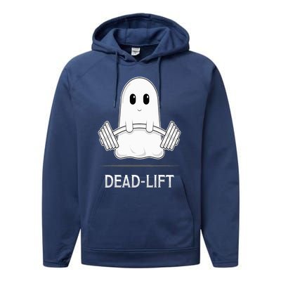 DEADLIFT Funny Halloween Ghost Weight Lifting Workout Performance Fleece Hoodie