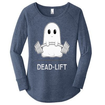 DEADLIFT Funny Halloween Ghost Weight Lifting Workout Women's Perfect Tri Tunic Long Sleeve Shirt