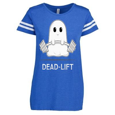 DEADLIFT Funny Halloween Ghost Weight Lifting Workout Enza Ladies Jersey Football T-Shirt