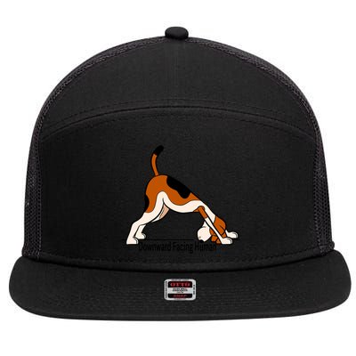 Downward Facing Hu Gift Funny Dog Yoga Gift 7 Panel Mesh Trucker Snapback Hat