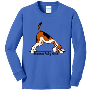 Downward Facing Hu Gift Funny Dog Yoga Gift Kids Long Sleeve Shirt