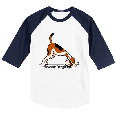 Downward Facing Hu Gift Funny Dog Yoga Gift Baseball Sleeve Shirt