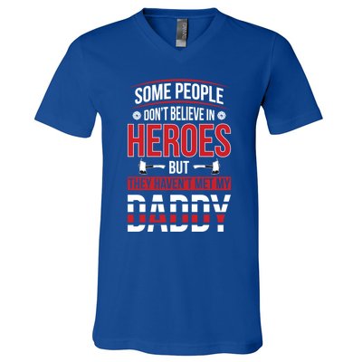 Dad Firefighter Hero Proud Son And Daughter Of A Fire Meaningful Gift V-Neck T-Shirt