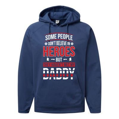 Dad Firefighter Hero Proud Son And Daughter Of A Fire Meaningful Gift Performance Fleece Hoodie