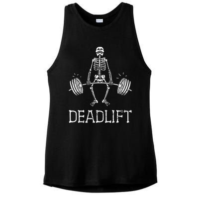 DEADLIFT Funny Halloween Skeleton Weight Lifting Workout Ladies PosiCharge Tri-Blend Wicking Tank