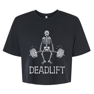 DEADLIFT Funny Halloween Skeleton Weight Lifting Workout Bella+Canvas Jersey Crop Tee