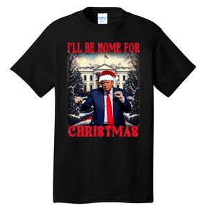 Dancing Funny Humorous Trump I’Ll Be Home For Christmas 2025 Tall T-Shirt