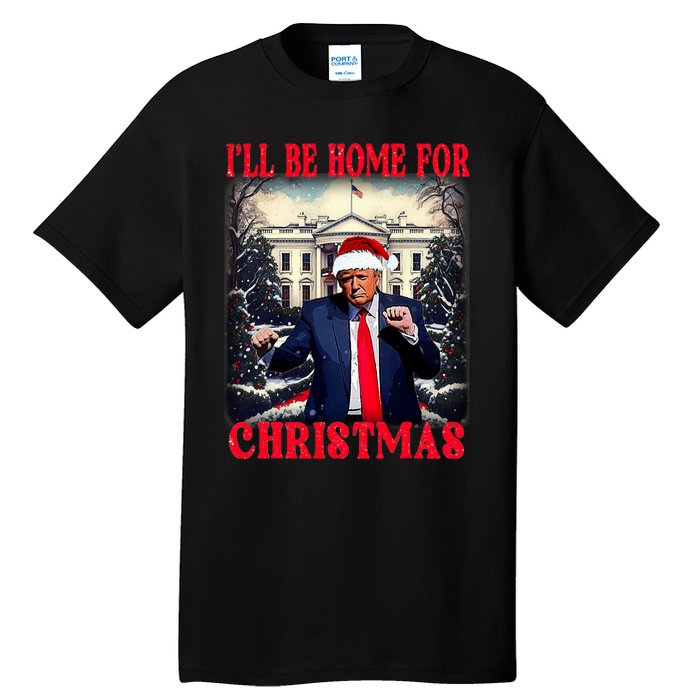 Dancing Funny Humorous Trump I’Ll Be Home For Christmas 2025 Tall T-Shirt