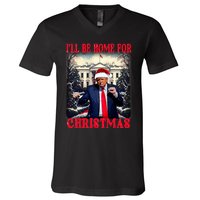 Dancing Funny Humorous Trump I’Ll Be Home For Christmas 2025 V-Neck T-Shirt