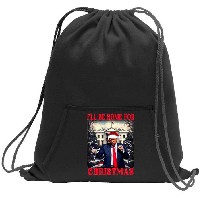 Dancing Funny Humorous Trump I’Ll Be Home For Christmas 2025 Sweatshirt Cinch Pack Bag