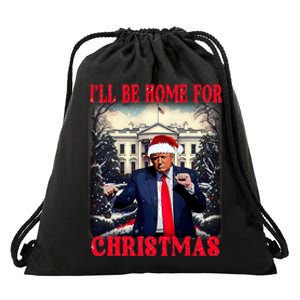 Dancing Funny Humorous Trump I’Ll Be Home For Christmas 2025 Drawstring Bag