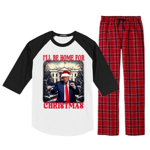 Dancing Funny Humorous Trump I’Ll Be Home For Christmas 2025 Raglan Sleeve Pajama Set