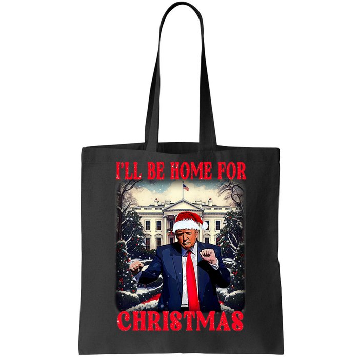 Dancing Funny Humorous Trump I’Ll Be Home For Christmas 2025 Tote Bag