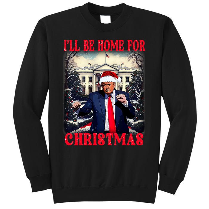 Dancing Funny Humorous Trump I’Ll Be Home For Christmas 2025 Tall Sweatshirt