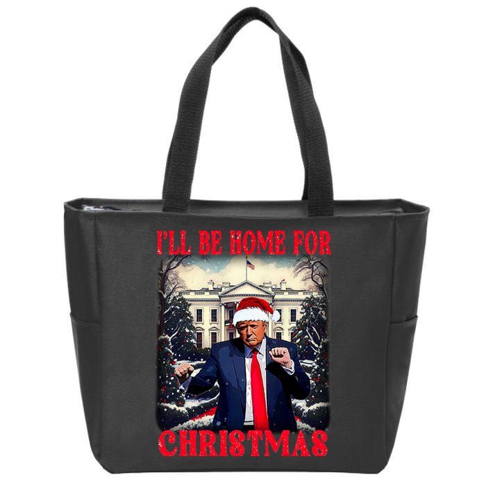 Dancing Funny Humorous Trump I’Ll Be Home For Christmas 2025 Zip Tote Bag