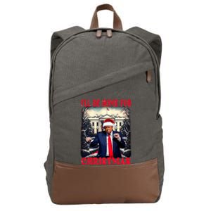 Dancing Funny Humorous Trump I’Ll Be Home For Christmas 2025 Cotton Canvas Backpack