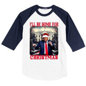 Dancing Funny Humorous Trump I’Ll Be Home For Christmas 2025 Baseball Sleeve Shirt