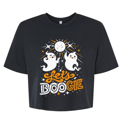 Disco Fever Halloween Ghosts Funny and Cute Boogie 70s Bella+Canvas Jersey Crop Tee