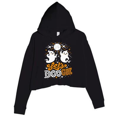 Disco Fever Halloween Ghosts Funny and Cute Boogie 70s Crop Fleece Hoodie