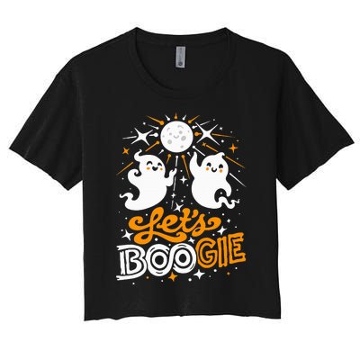 Disco Fever Halloween Ghosts Funny and Cute Boogie 70s Women's Crop Top Tee