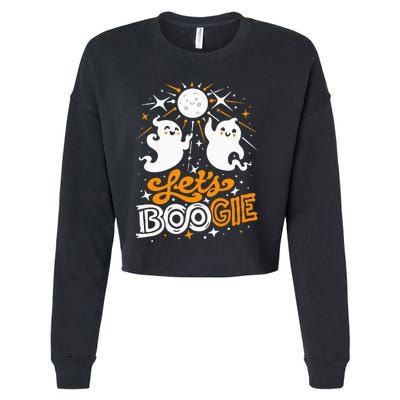 Disco Fever Halloween Ghosts Funny and Cute Boogie 70s Cropped Pullover Crew